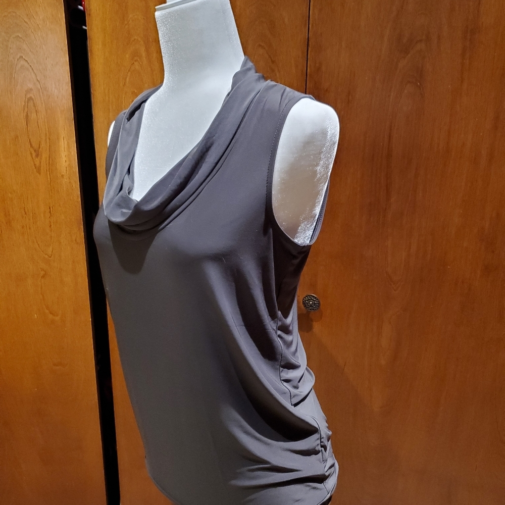 Gray cowl sleeveless top